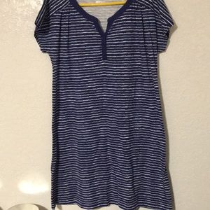 Blue/white striped short sleeve dress